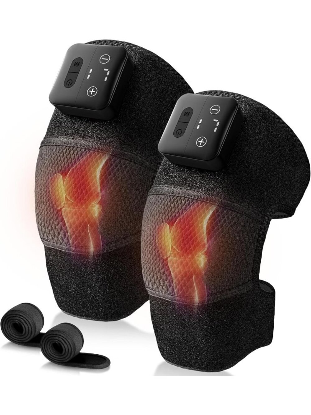 Cordless Heated Knee Massager with Vibration, 5 Heat Levels & 3 Modes - Pain